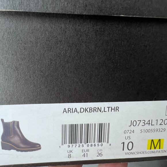 Vionic Aria Waterproof Leather Wedge Ankle Booties Brown Women's 10M NWB - Picture 10 of 10
